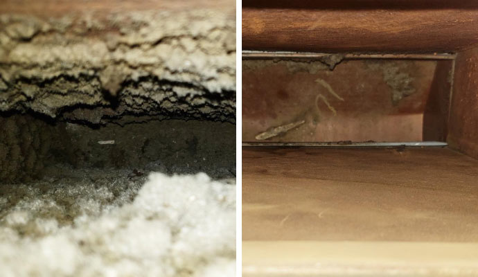 Before and after air duct cleaning