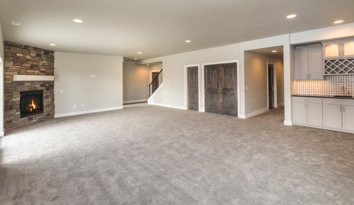 A clean carpeted living room