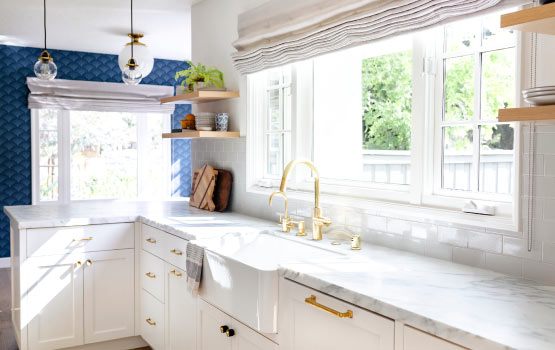 A clean marble countertop