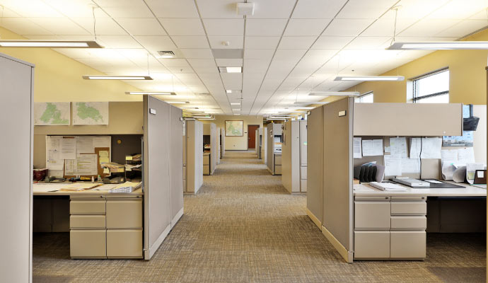 clean cubic wall in office space