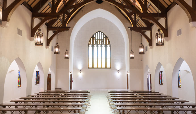 clean fellowship hall in church