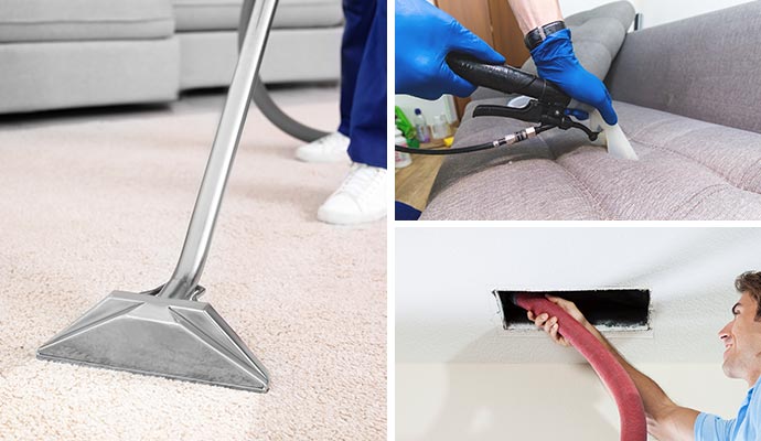 collage of Professional carpet cleaning, upholstery and duct cleaning