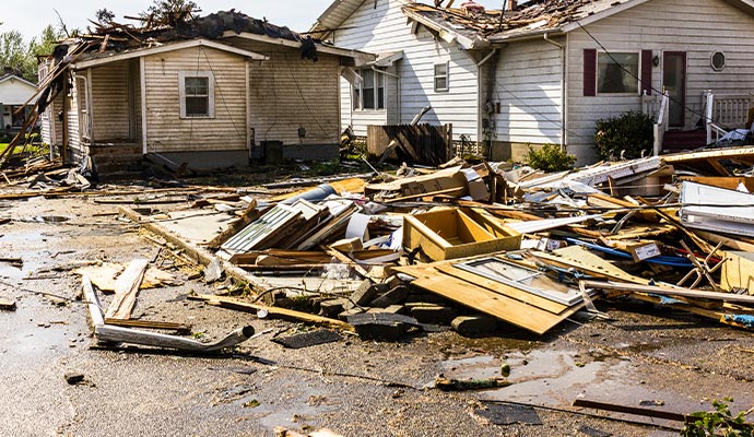 tornado damaged residential houses