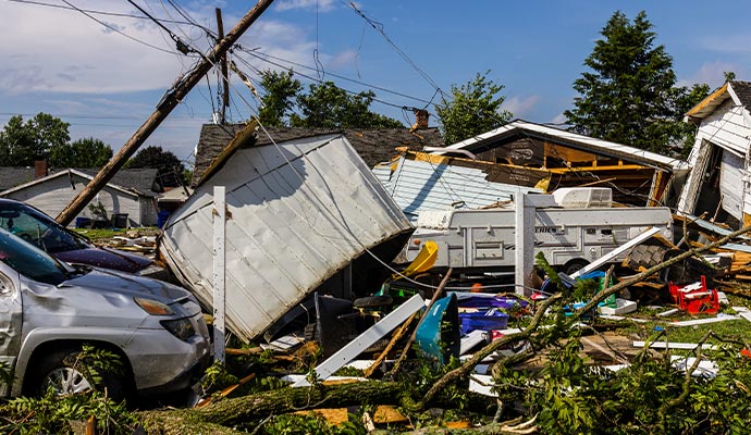 a storm damaged area