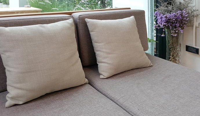 Fiber protected sofa and cushion