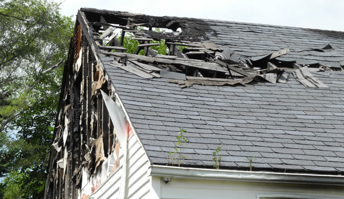 Fire damaged house