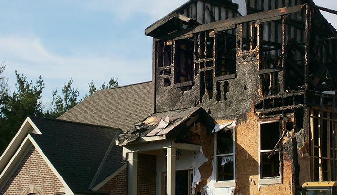 a fire damaged house