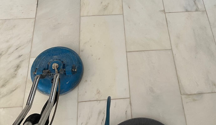 Grout and tile cleaning with equipment