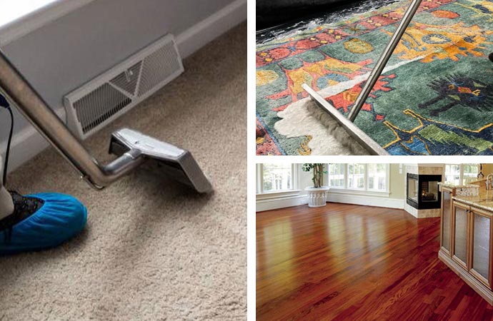 Cleaning Equipment Being Used On A Carpet Rug On A Wood Floor